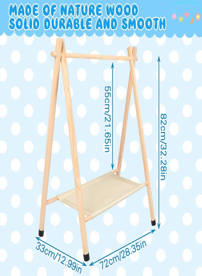 كويكاي رف ملابس الأطفال من كويكاي، مناسب لحفلات استقبال المولود الجديد، رف خشبي لتلبيس الأطفال الصغار مع رف تخزين لملابس الأطفال الصغار والحيوانات الأليفة والكلاب الصغيرة وخزانة ملابس الأطفال (ارتفاع 32.3 بوصة، لون طبيعي). - Image 2